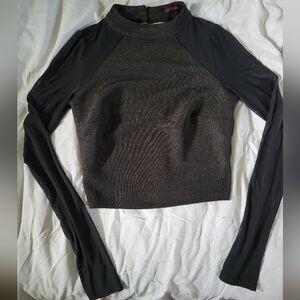 Sheer Mesh Metallic Crop Top